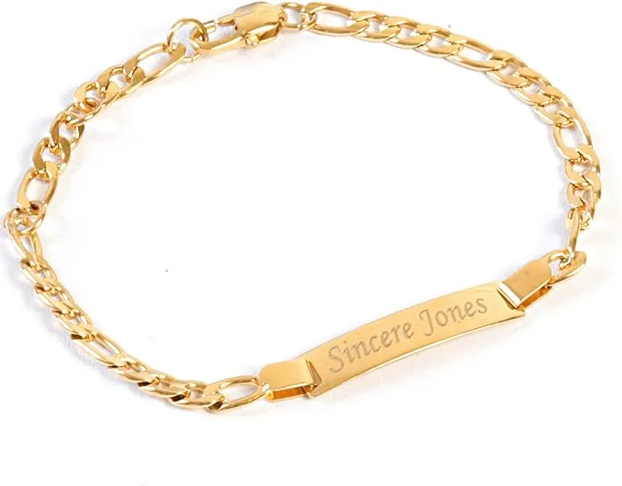 Tina&Co Personalized 18kt Gold Plated ID Bracelet for Kids Custom Made with Name ...