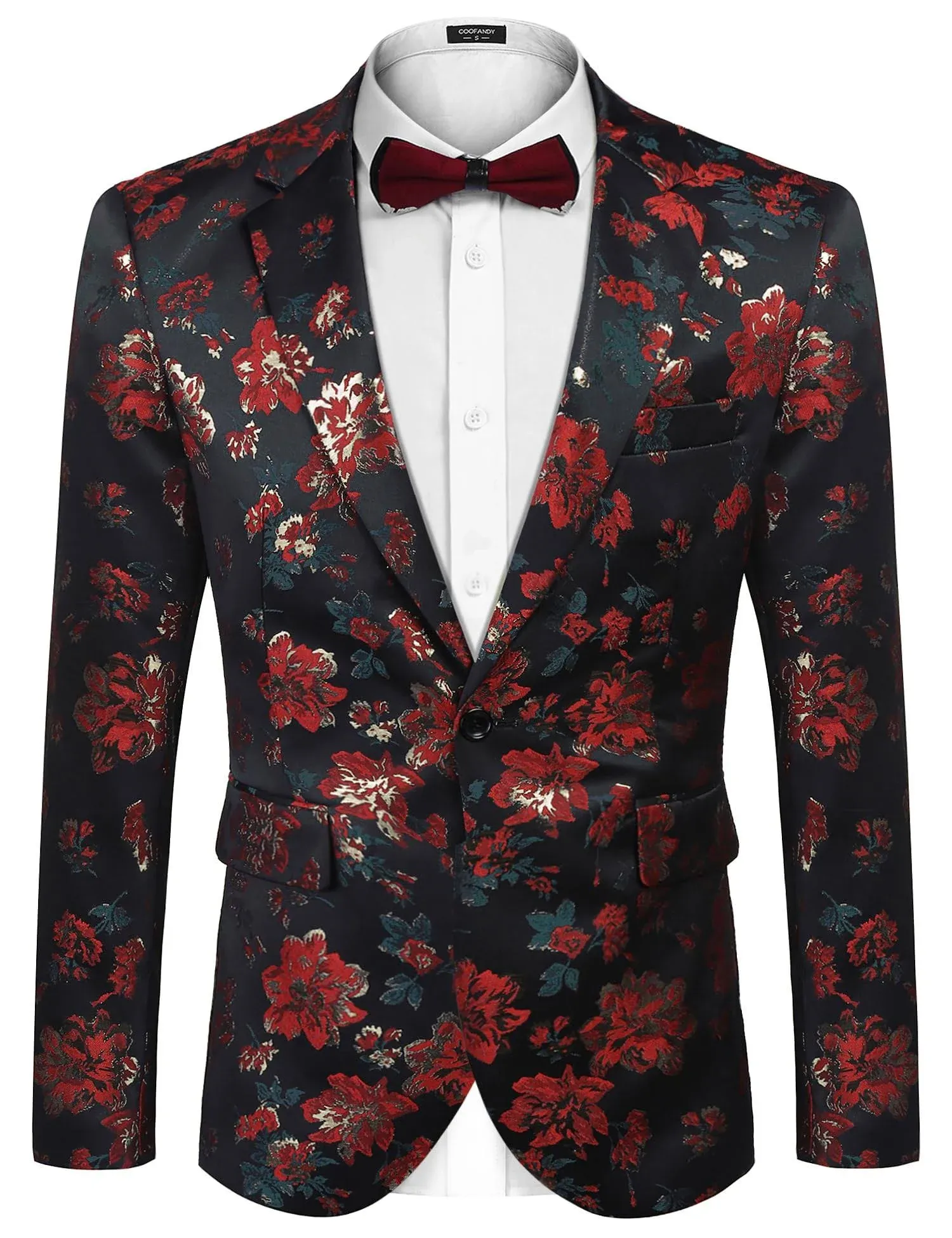 COOFANDY Mens Floral Tuxedo Jackets Slim Fit Suit Blazer Jacket for Dinner Prom Wedding