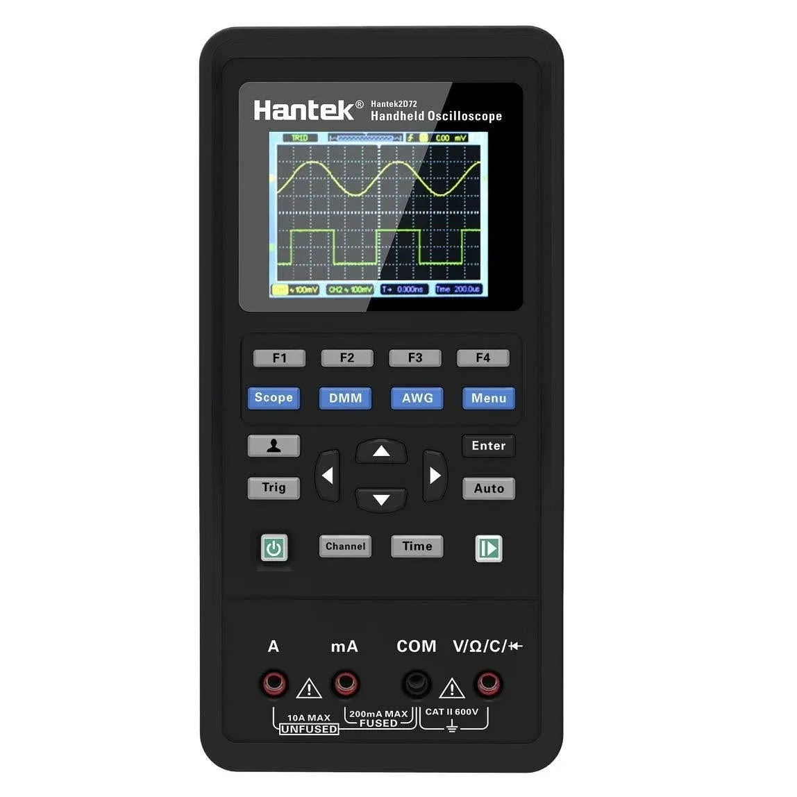 Hantek 2D72 3 in 1 Digital Oscilloscope Waveform Generator Multimeter USB Portable 2 Channels 70MHz 250MSa/s Multifunction Tester