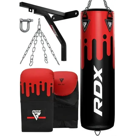 RDX Boxing Punching Bag Heavy Bag for KickBoxing Fitness Workout Muay Thai MMA Home Gym Black Red 100lb