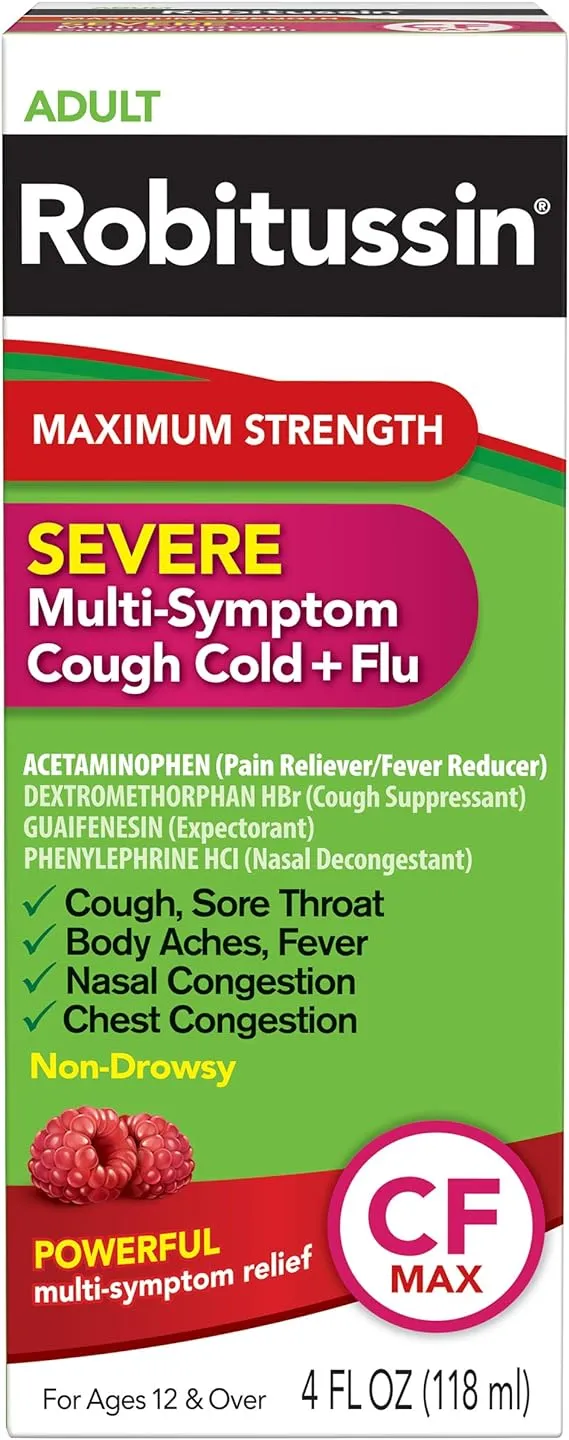 Robitussin Cough and Chest Congestion DM, Cough Suppressant and Expectorant, Raspberry Flavor - 4 Fl Oz Bottle