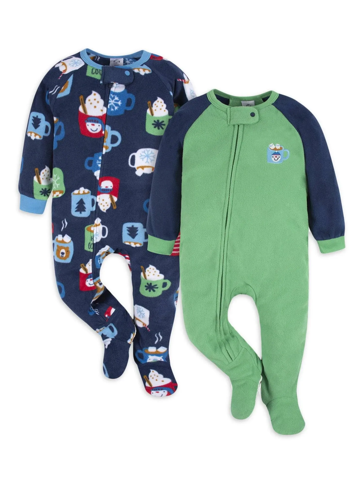 Gerber Baby & Toddler Neutral Microfleece Blanket Sleeper Pajamas 2-Pack