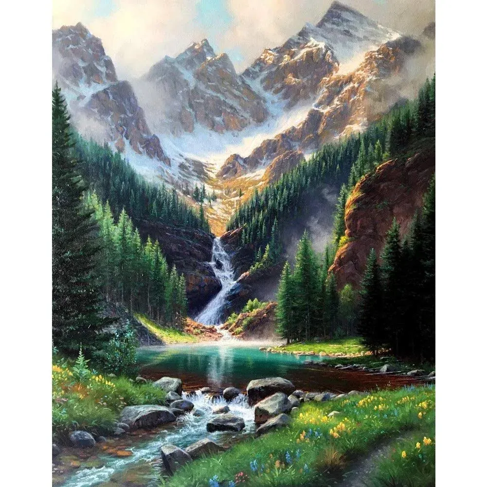 Paint by Number Mountains Waterfall DIY Painting on Canvas, Paintwork with ...