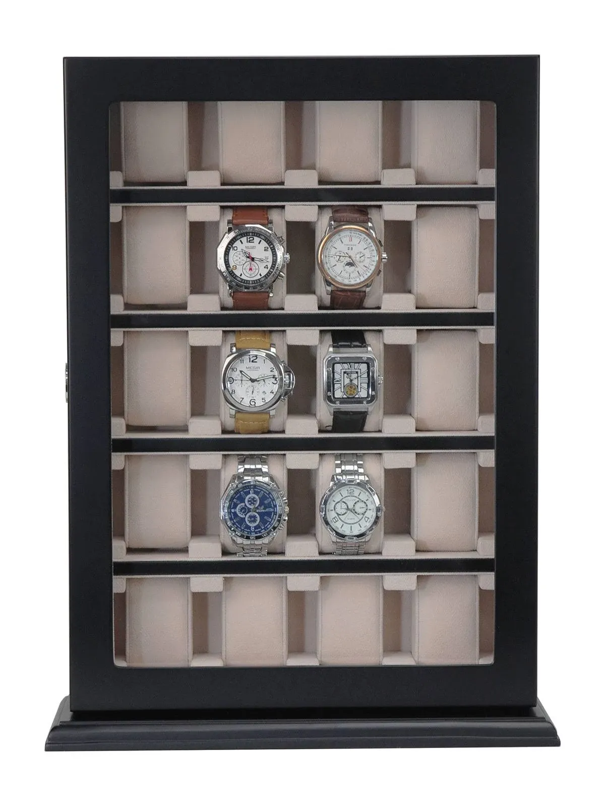 20 Piece Black Ebony Wood Watch Display Wall Hanging Case and Storage Organizer - Contemporary - Dresser Valets And Organizers - by TimelyBuys | Houzz