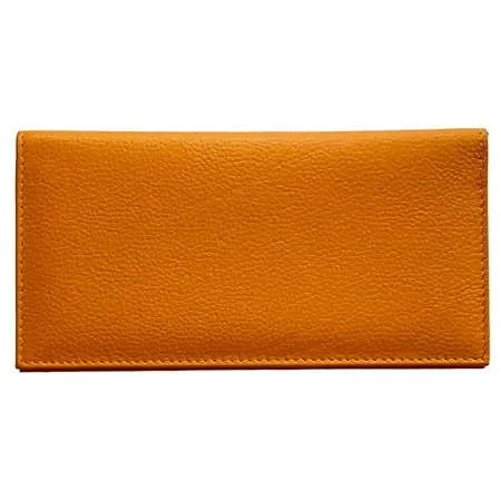 Bright Orange Basic Leather Checkbook Cover