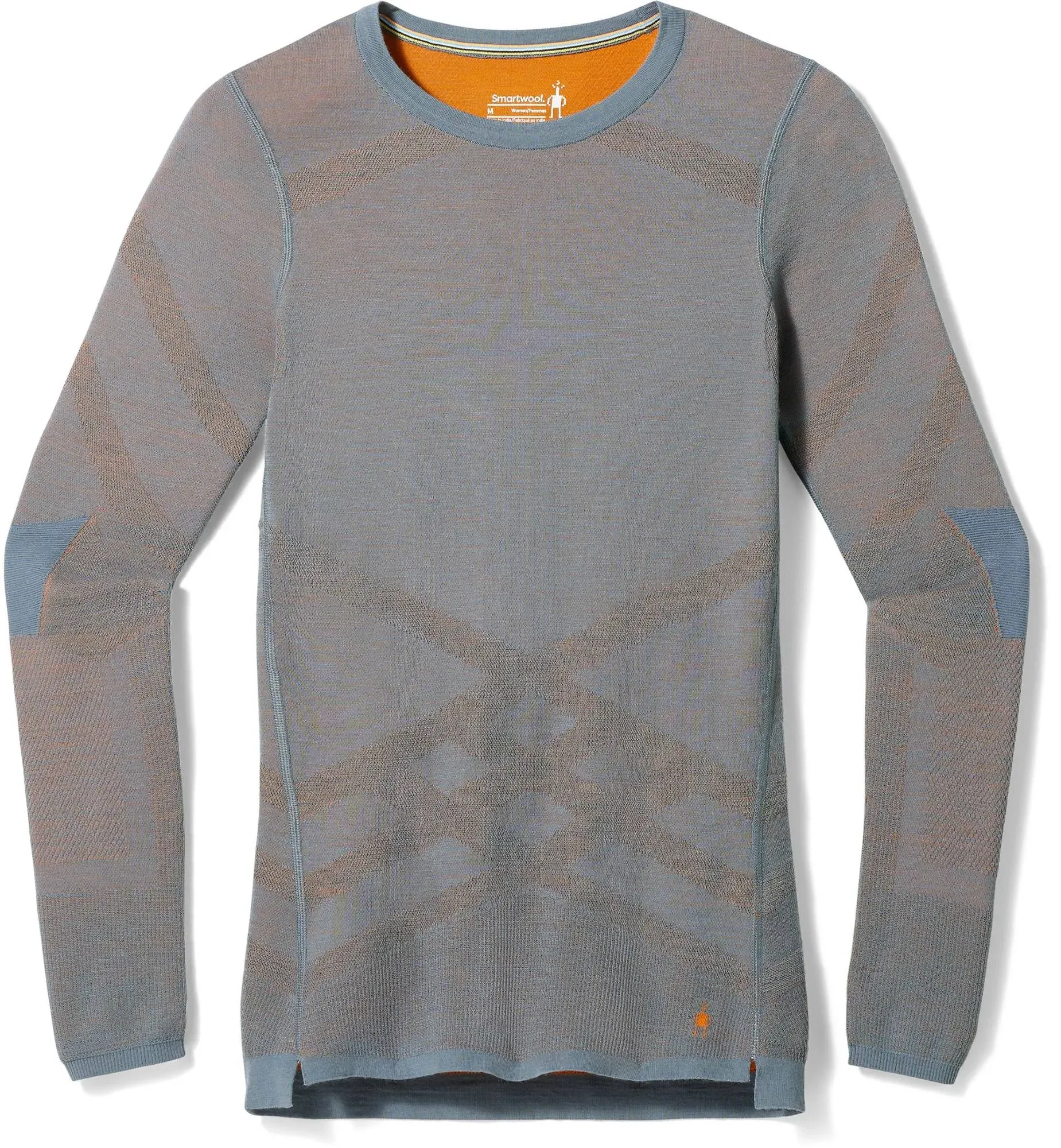 Smartwool Women's Intraknit Thermal Merino Base Layer Crew - Xs - Pewter Blue / Marmalade