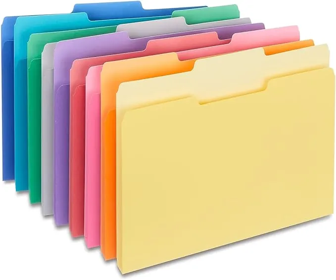 Pendaflex Colored File Folders 1/3 Cut Top Tab Letter Assorted Colors 100/Box