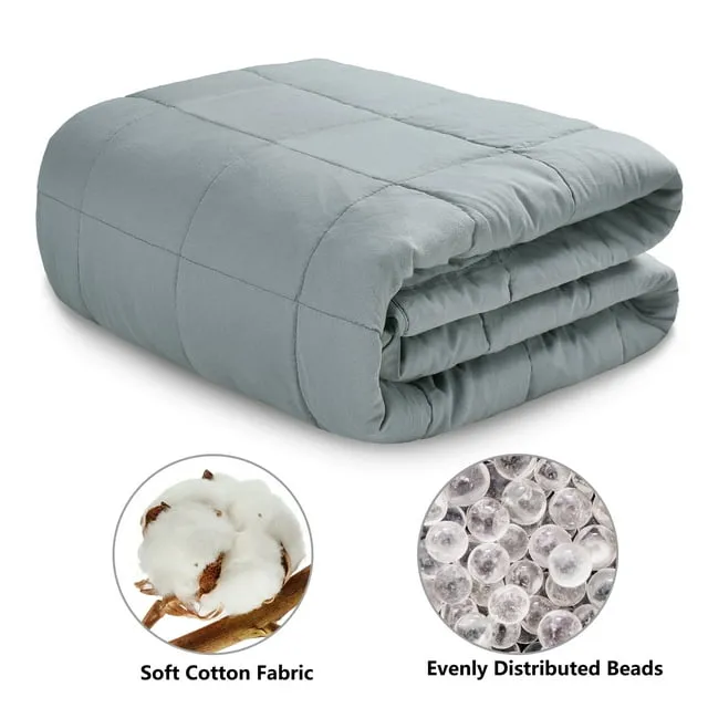 Catalonia Cotton Weighted Blanket with Removable Cover,15 lbs 48"x72" Twin size, Premium Heavy Blanket for Adults Kids, Breathable with Glass Beads