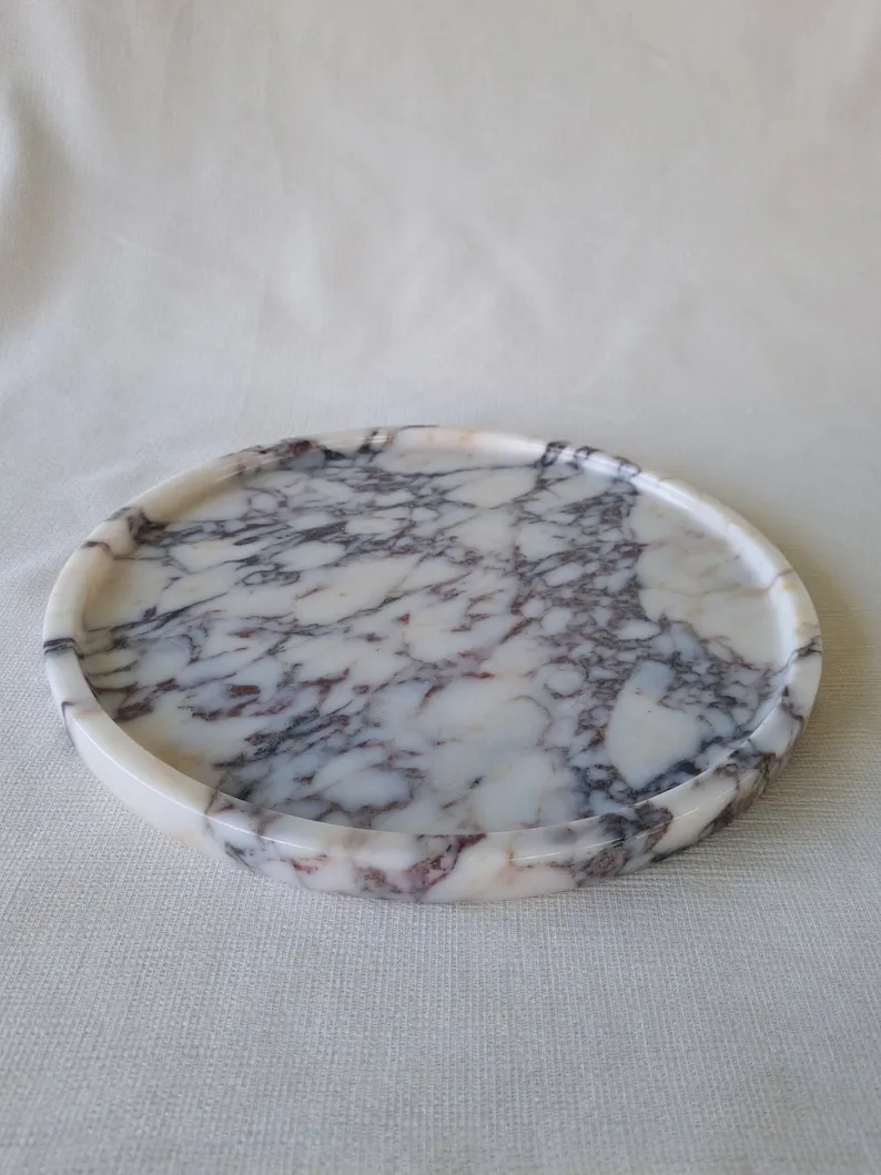 12&quot; Calacatta Viola marble plate-marble tray-catcher-catchall tray-serving platter-hand made -natural stone free shipping