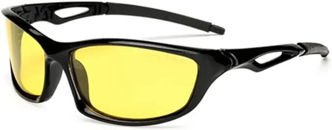 Night Vsion Sunglasses for Cycling Running Fishing Driving Men and Women Yellow Lens(Black, Yellow)