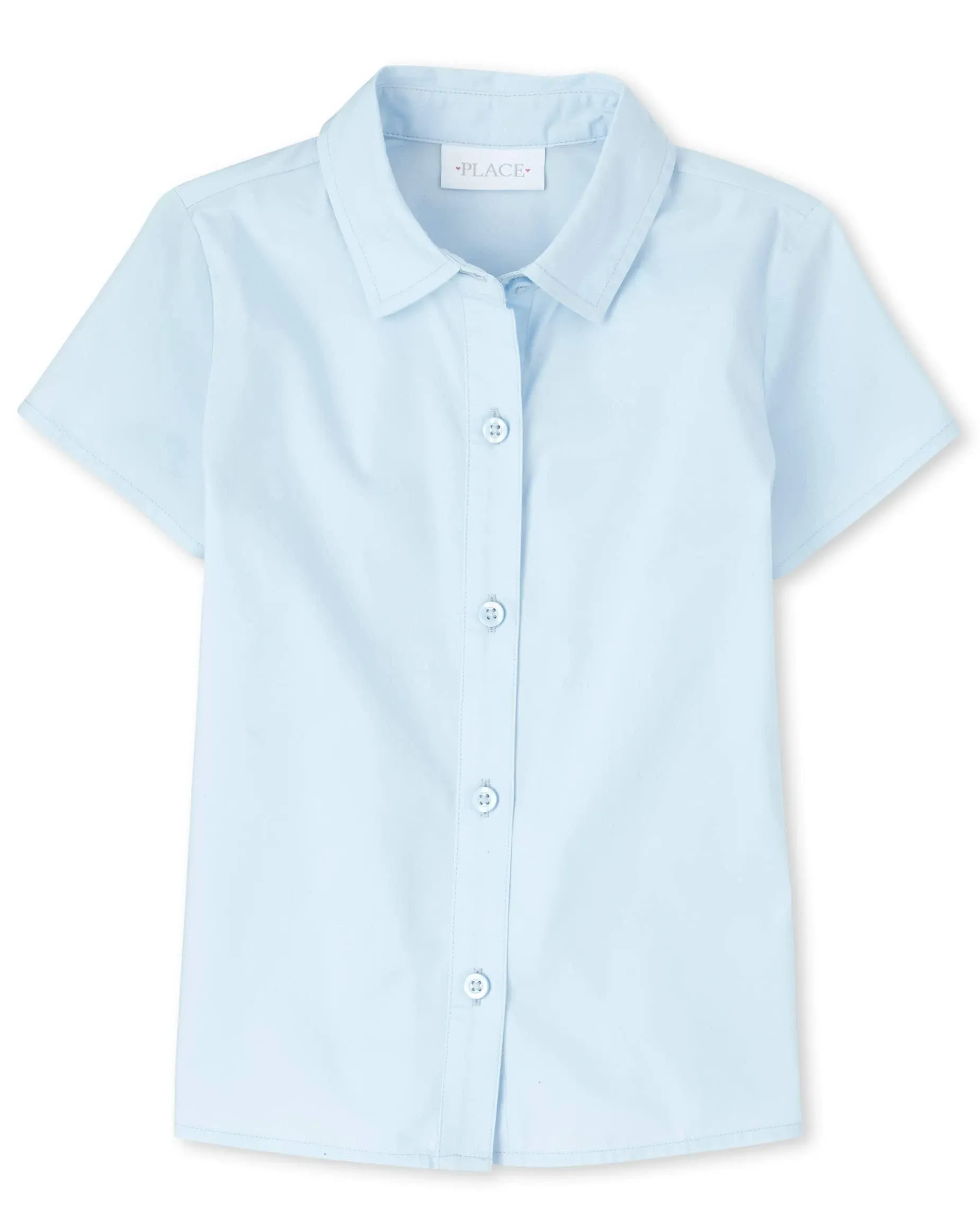 The Children'S Place Girls Short Sleeve Poplin Button Down Shirt