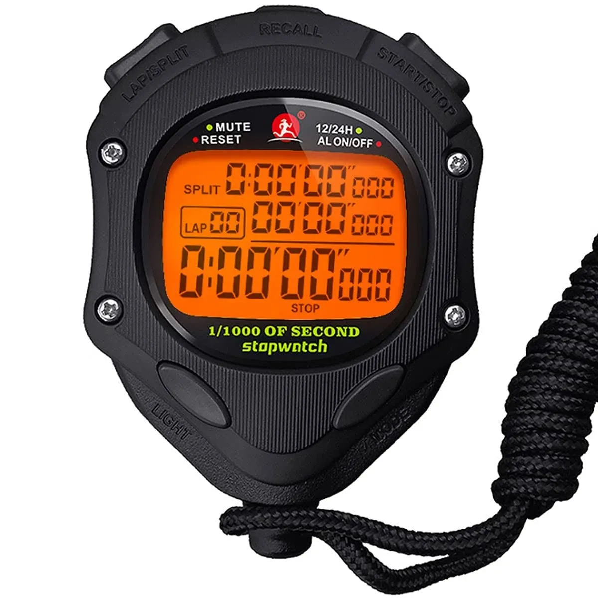 xinko Digital Stopwatch Timer with Back Light Stop Watch 0.001second Timing|100 Lap Memory,Large Dispaly Alarm Clock for Coach Sports Swimming Running