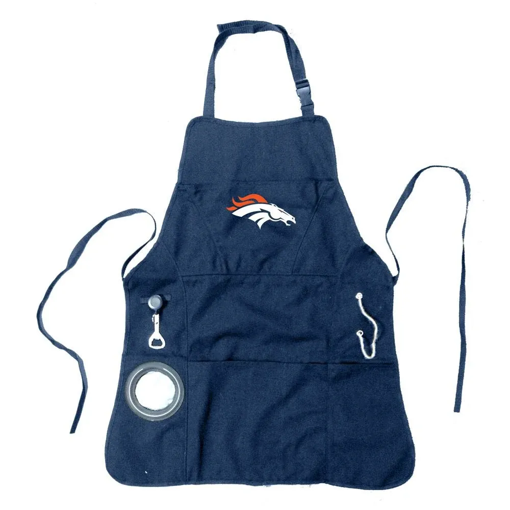 Team Sports America NFL Denver Broncos Ultimate Grilling Apron Durable Cotton with Beverage Opener and Multi Tool For Football Fans Fathers Day and More