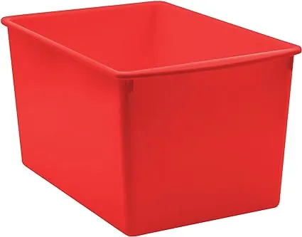 Teacher Created Resources® Red Plastic Multi-Purpose Bin 14" x 9-1/4" x 7-1/2"