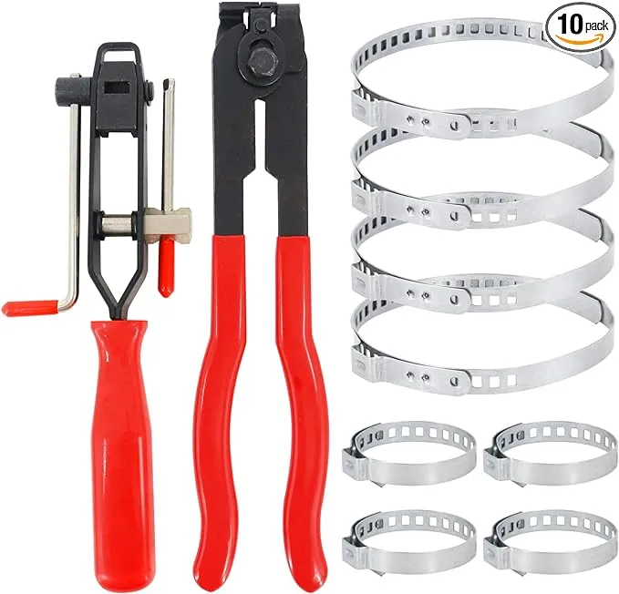 CV Joint Boot Clamp Pliers, Car Banding Tools Kit Set Ear Boot Tie Pliers, Automotive Hose Axle Plier with 8pcs CV Boot Clamps