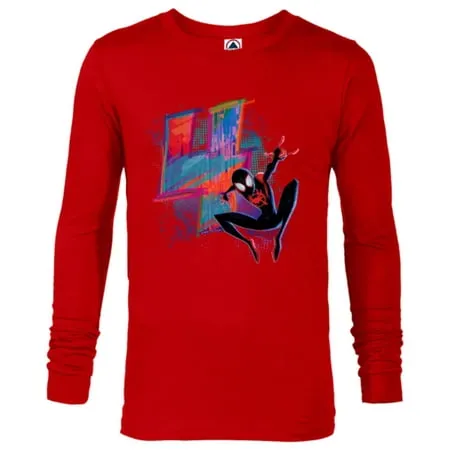 Marvel Spider-Man Miles Morales 4th Birthday Graphic - Long Sleeve T-Shirt for Men - Customized-New Red