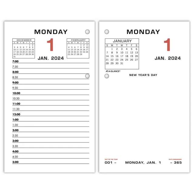 AT-A-GLANCE Two-Color Desk Calendar Refill E01750