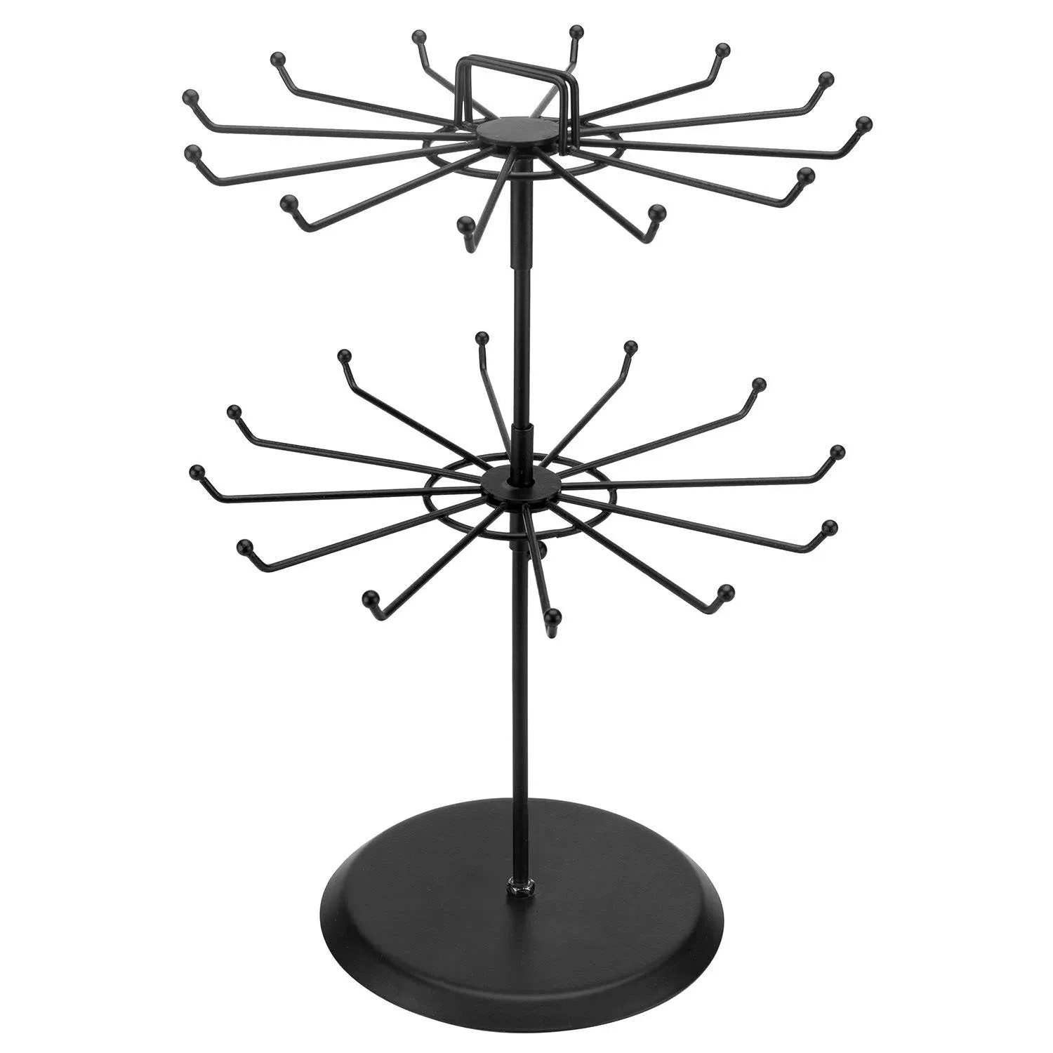 MyGift Black Metal Jewelry Organizer Tower Necklace Tree Bracelet Display Stand