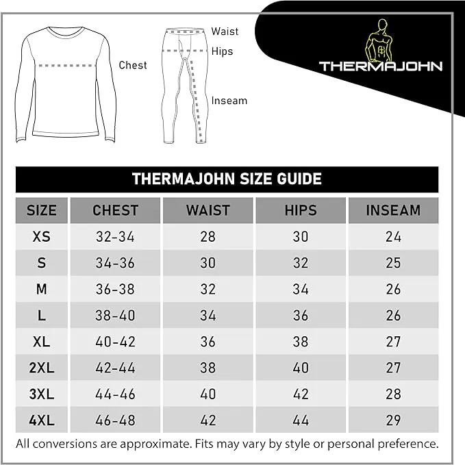 Thermajohn Long Johns Thermal Underwear for Men Fleece Lined Base Layer Set for Cold Weather