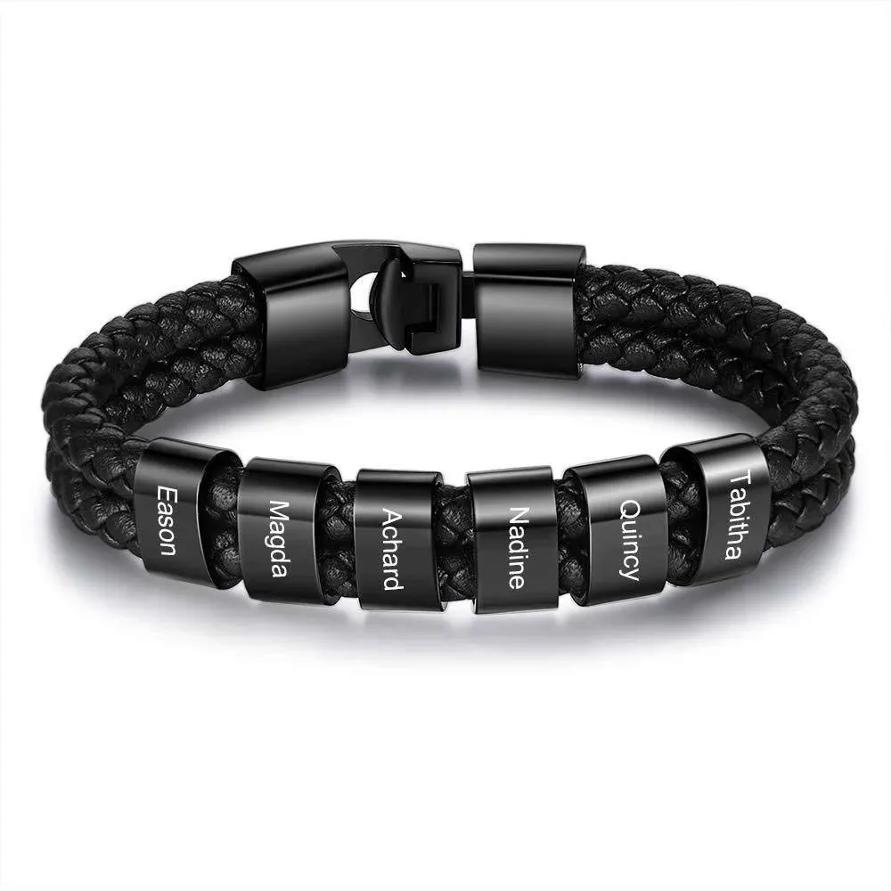 Men's Personalized Leather Bracelet