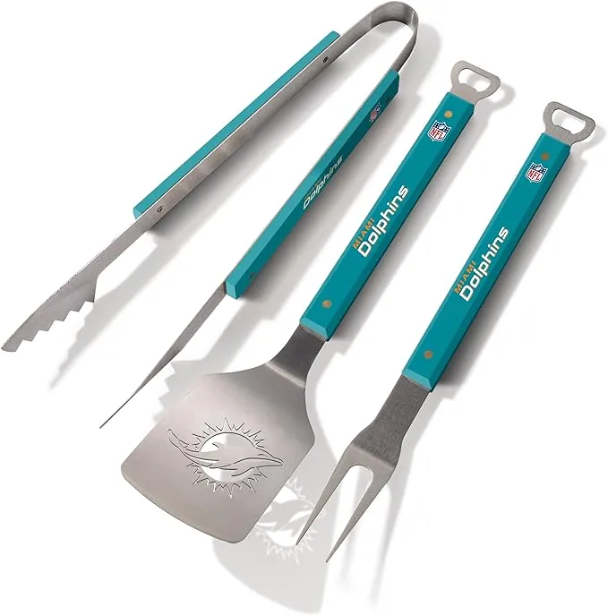 Miami Dolphins 3-Piece Sportula BBQ Set - Aqua