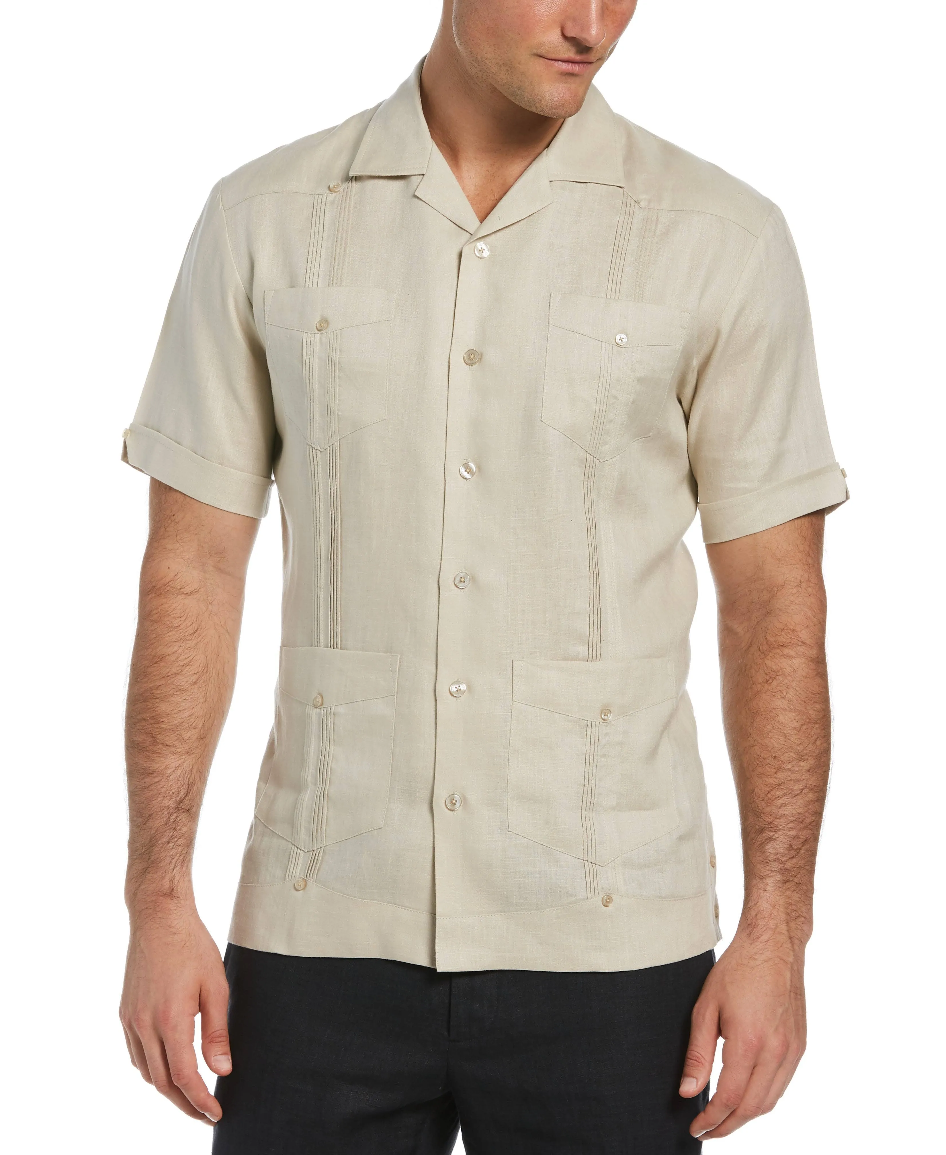 Cubavera Short-Sleeve 4-Pocket 100% Linen Guayabera Shirt - Natural Linen - Size L