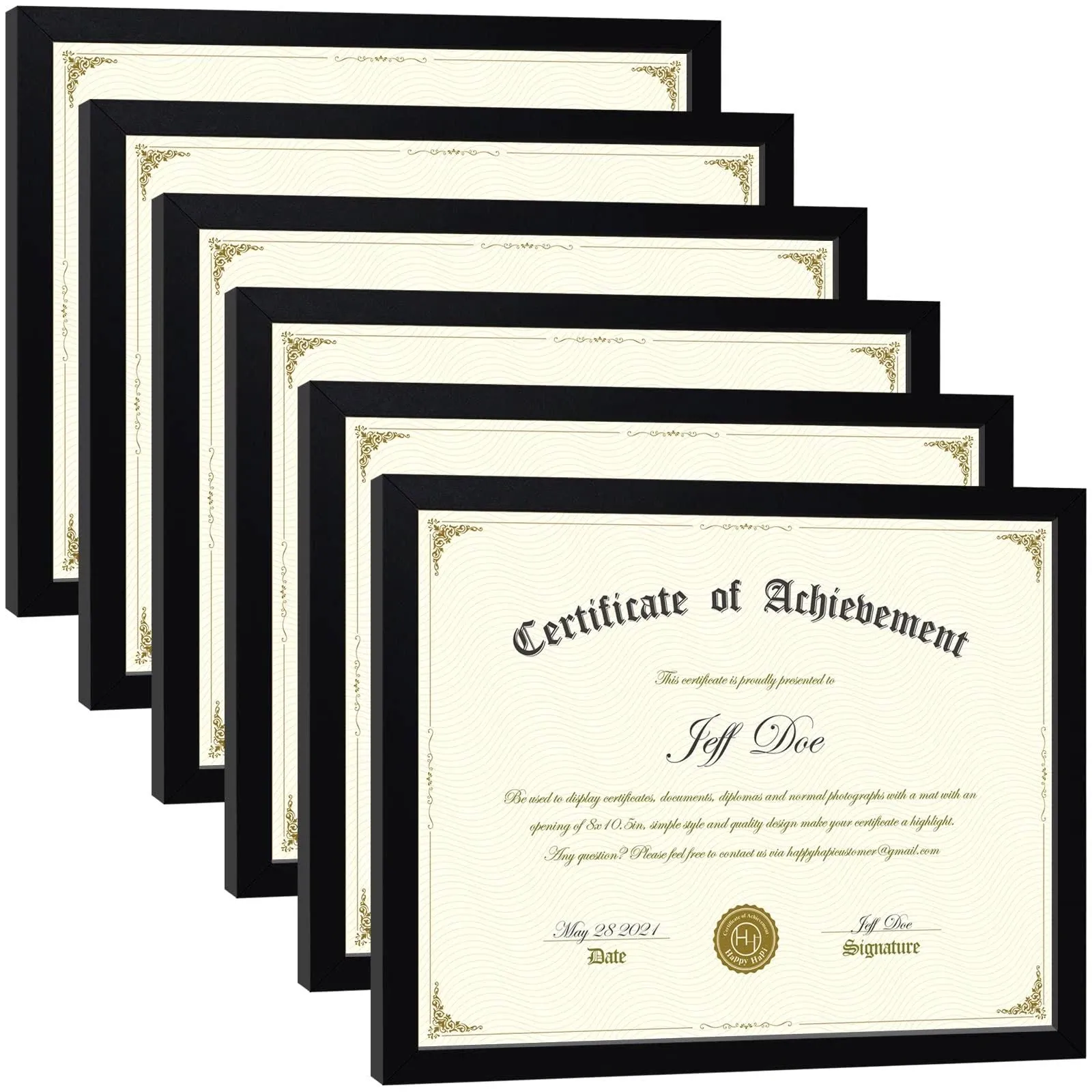 HappyHapi 8.5x11 Picture Frames Certificate Frame | 4 Pack Document Frames Bulk for Diploma, Degree, Photograph, and Photos | Tabletop or Wall Mount | Black