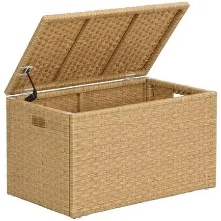 eHemco Heavy-Duty Weaved Plastic Sheet Storage Trunk, Natural (Yellowish)