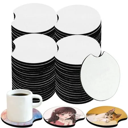 100 PCS Sublimation Blank Car Coasters with Car Coaster Packaging, 2.75 in 