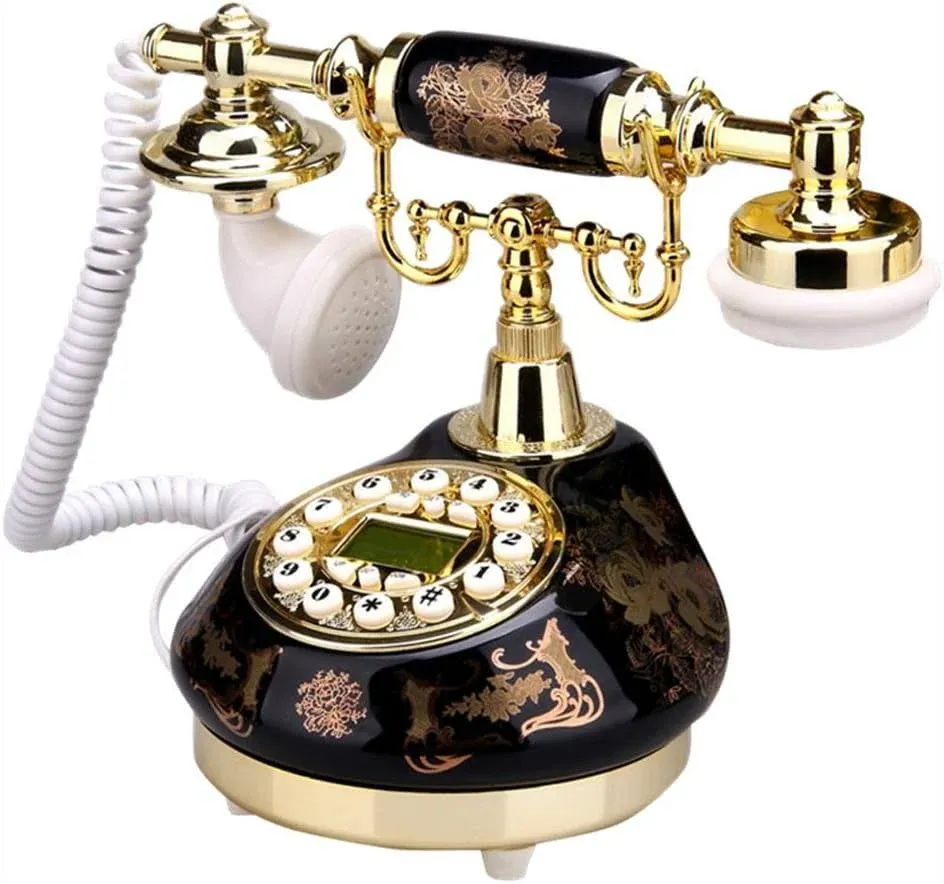 TelPal Corded Old Fashion Antique Landline Telephone Decor 1960, Wired Black