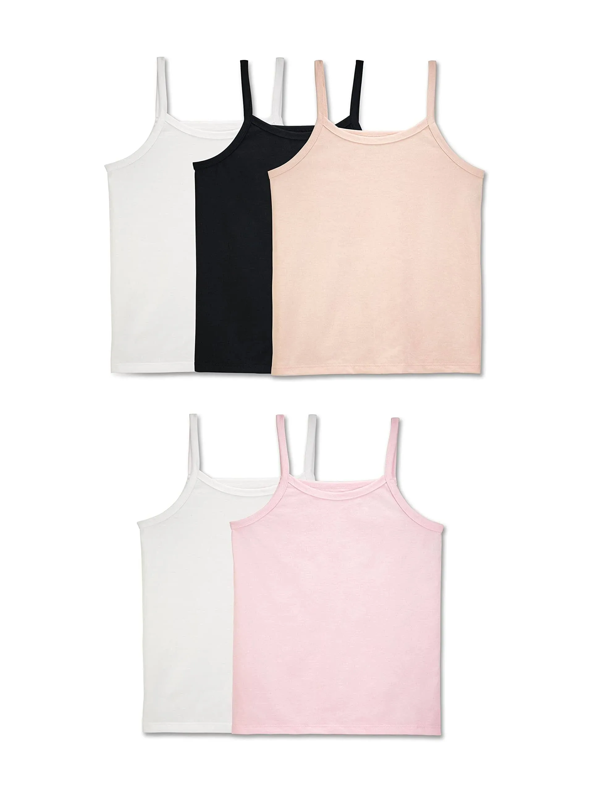 Fruit of the Loom Girls' Undershirts, Spin Cami Tank Tops, 5 Pack, Sizes S-XL