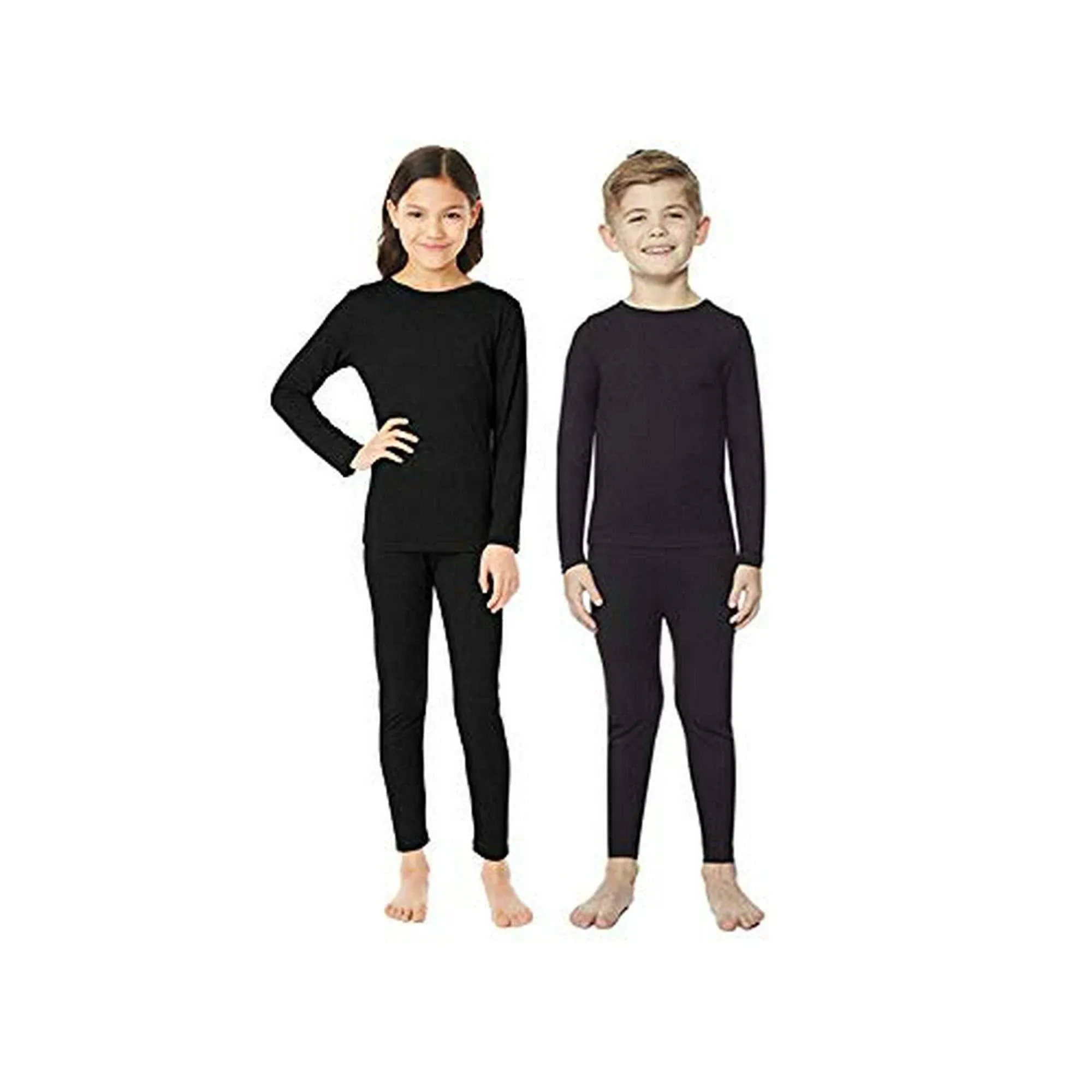 32 Degrees Heat Kids Long Sleeve Crew Neck and Legging Set Black Small