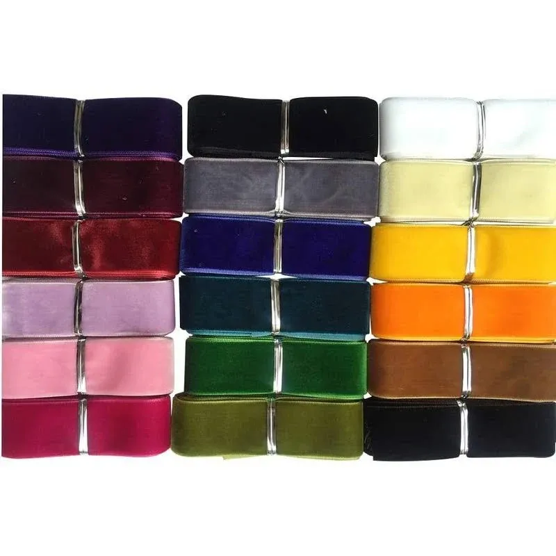 Chenkou Craft 20 Yards 1&#034; Velvet Ribbon Total 20 Colors Assorted multicolored