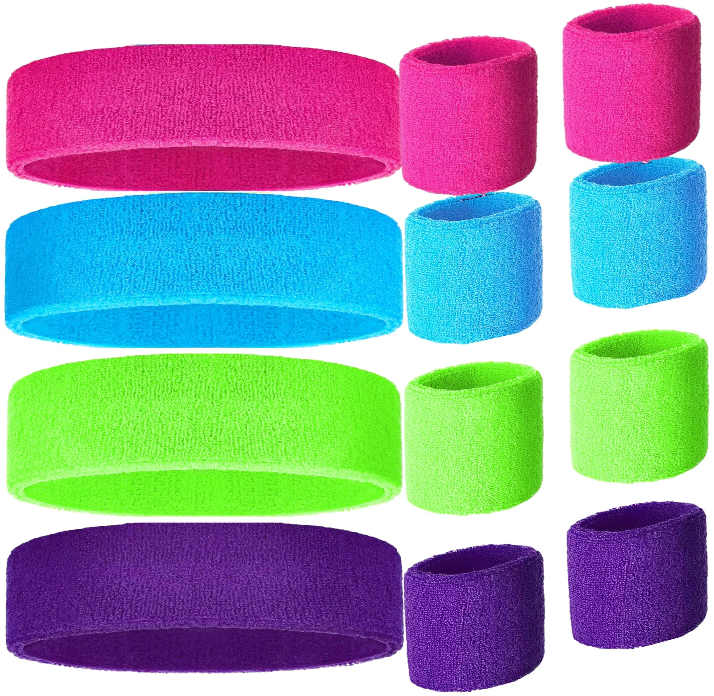 ZLXO Novelties Neon Headbands, Sweat Bands Headbands for Women, 80s Sweatbands ...