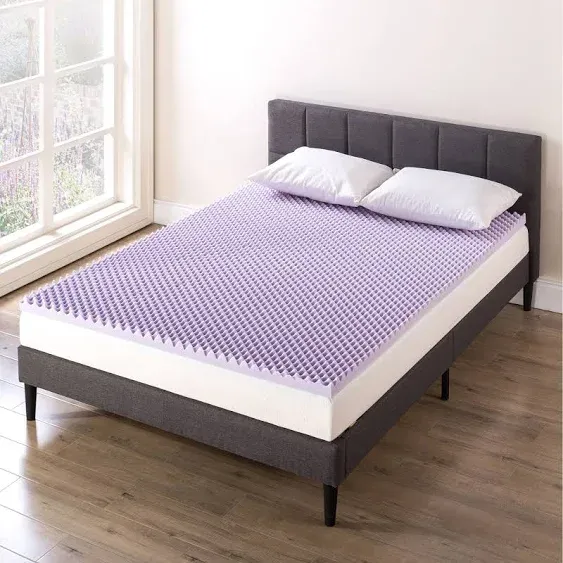 Mellow Queen Egg Crate Memory Foam Lavender Infusion 2" Mattress Topper