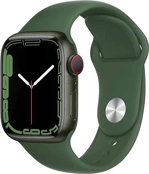 Apple Watch Series 7 (GPS + Cellular, 41MM) - Green Aluminum Case with Clover Sport Band (Renewed Premium)