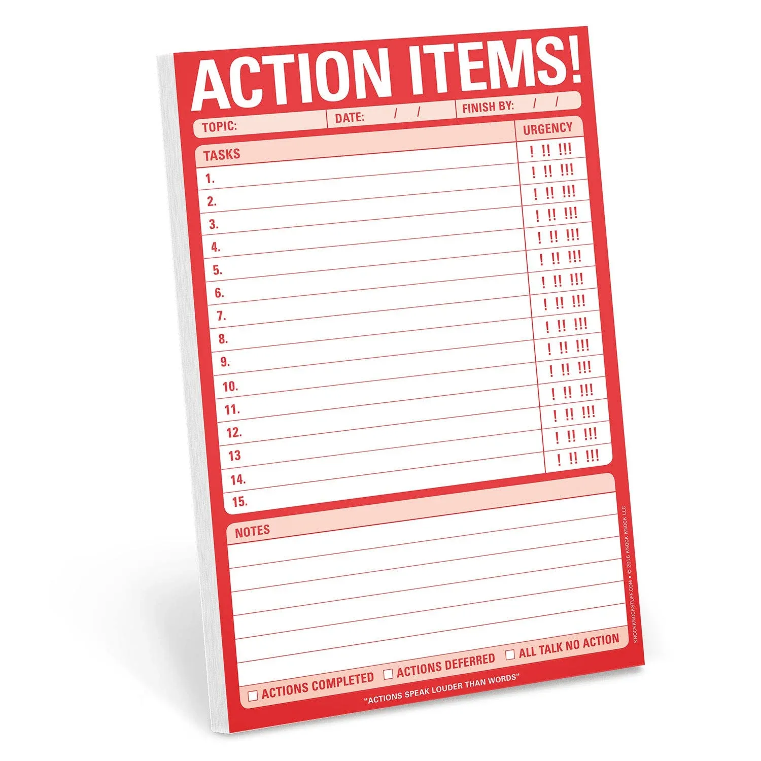 1-Count Knock Knock Action Items! Pads, Funny Office Notepads & To Do List Notepads, 6 x 9-inches each