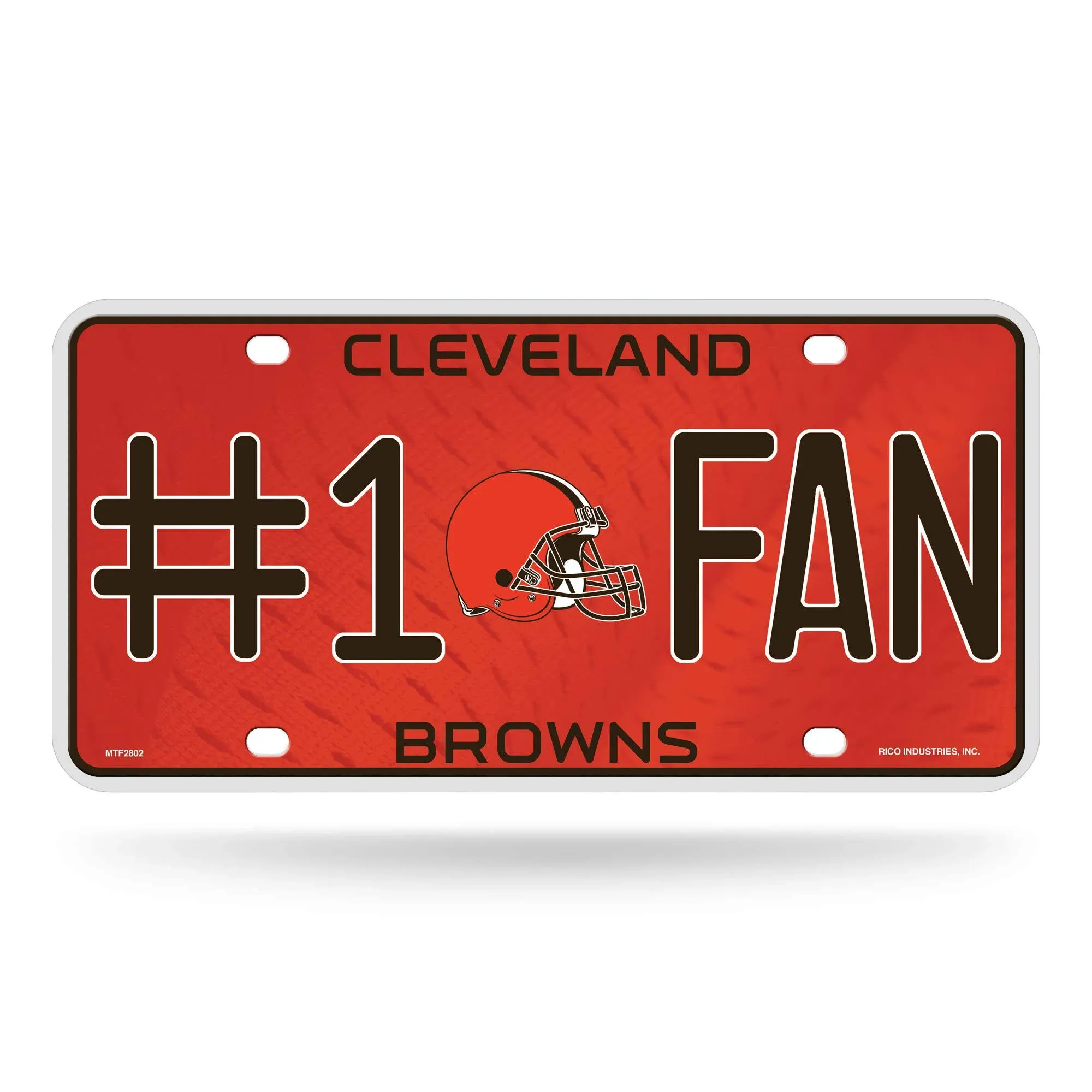 Cleveland Browns #1 Fan Metal Embossed License Plate by Rico &amp; Pocket Helmet