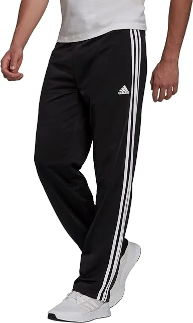 Adidas Men's Primegreen Essentials Warm-Up Open Hem 3-Stripes Track Pants - Black/Scarlet - Size S