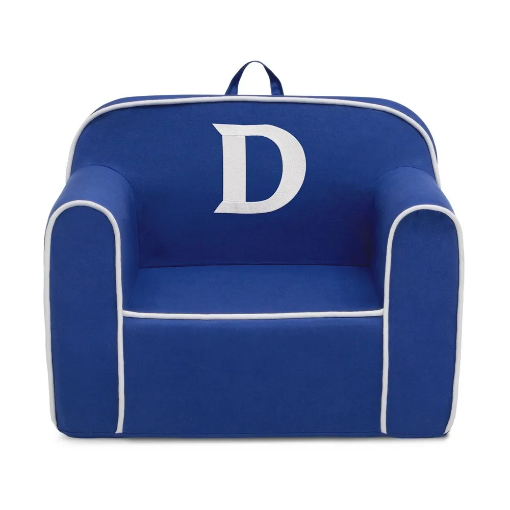 Delta Children Personalized Monogram Cozee Foam Kids' Chair - Customize with Letter D - 18 Months and Up - Navy & White