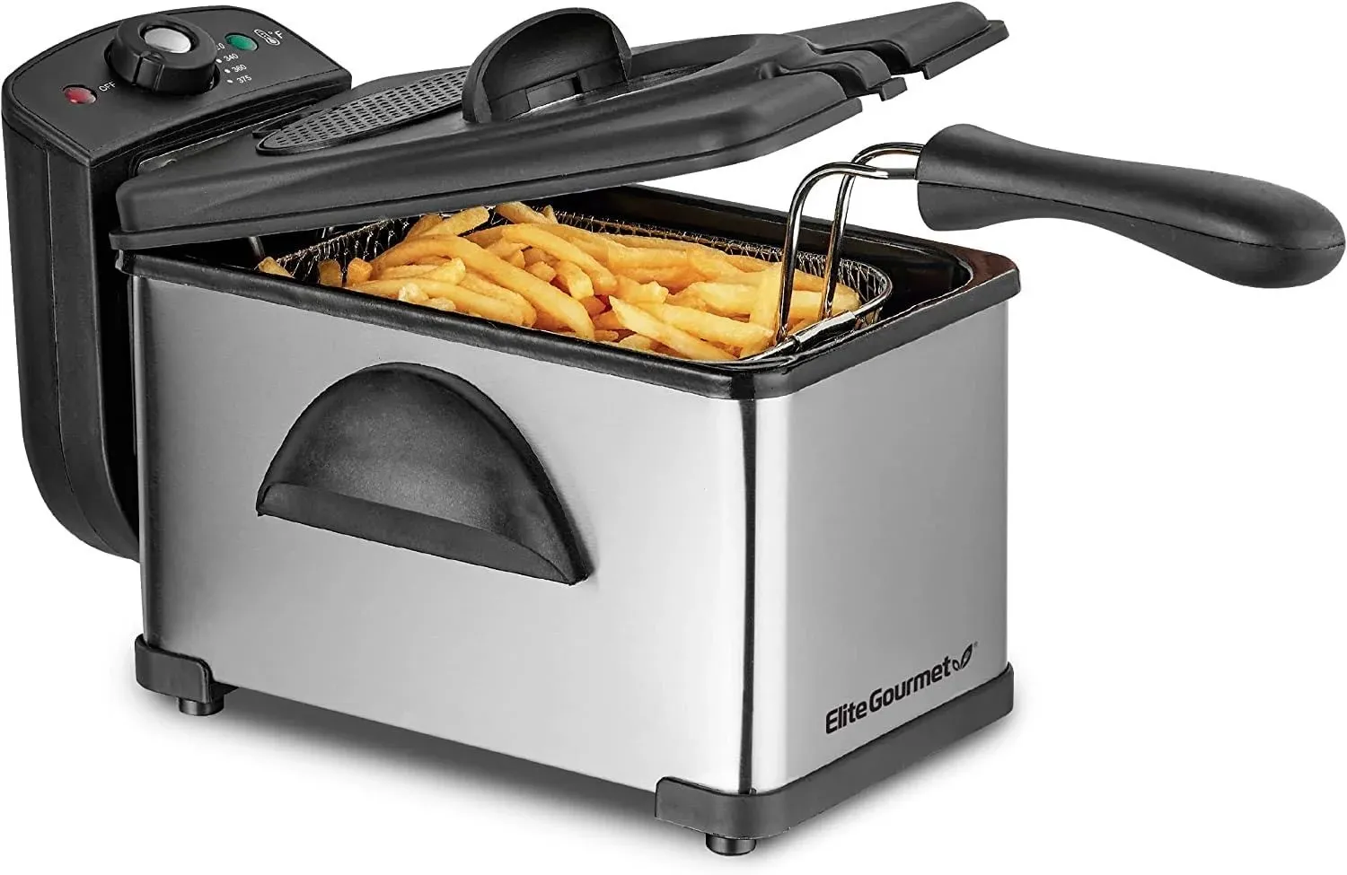 Elite Gourmet 2qt. Stainless Steel Deep Fryer with Lid (edf2100)