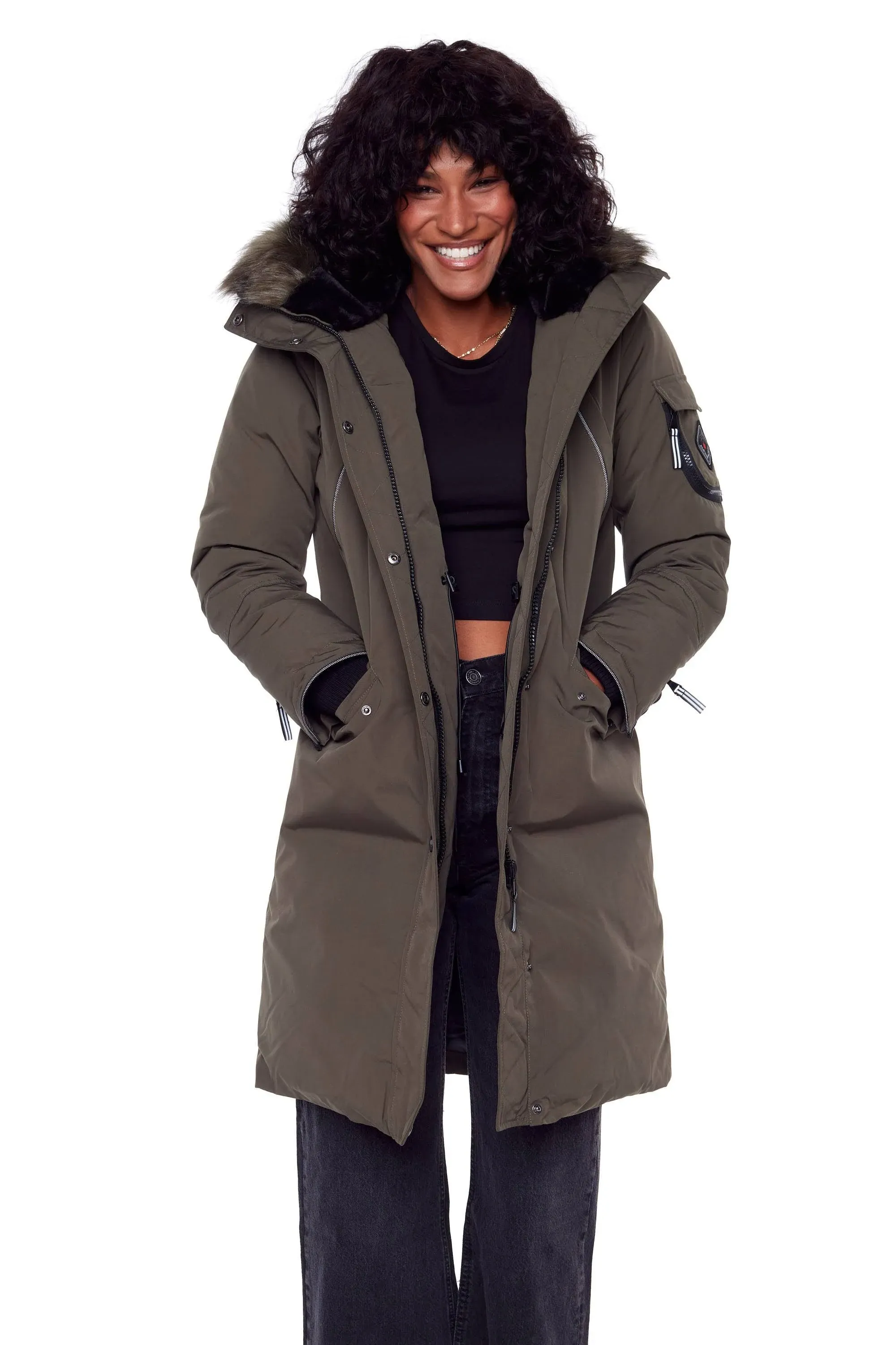 Alpine North Women&apos;s Vegan Down Recycled Long Parka, Olive