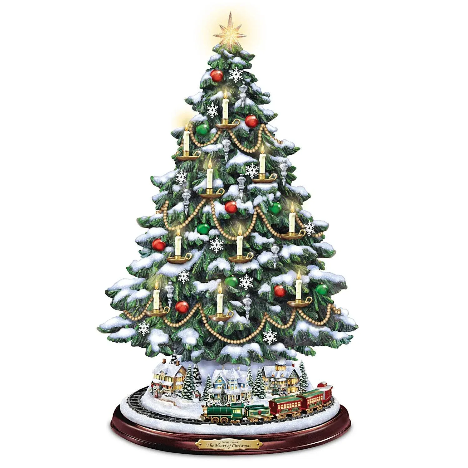 The Bradford Exchange Thomas Kinkade Candlelit Tabletop Tree with Lights and ...