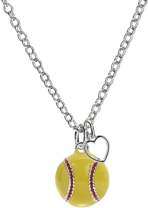 Gimmedat Softball Enamel Heart Necklace Jewelry Women Girl Player Mom Gift, Women ...