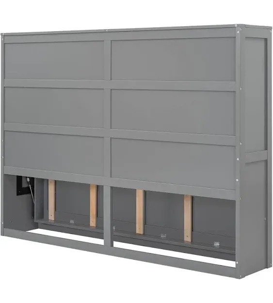 Harper & Bright Designs Full Size Murphy Bed, Wall Bed Full Platform Bed, No Box Spring Needed, Gray