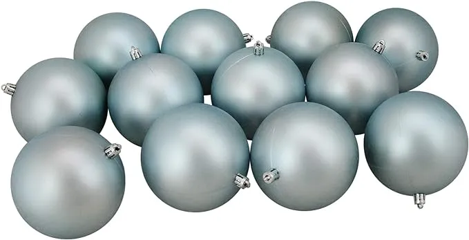 12ct Matte Mermaid Blue Shatterproof Christmas Ball Ornaments 4" (100mm)