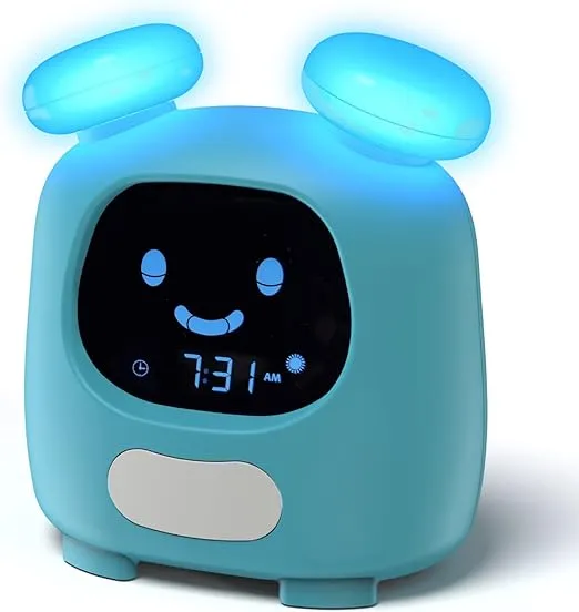 i-box Blinky Alarm Clock for Kids with Sleep Trainer, Night Light and Sleep Sounds, OK to Wake Clock for Kids with Nap Timer, Kids Alarm Clocks for Girls and Boys, Red Light Green Light Clock for Kids