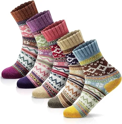 besky Womens Socks Winter Wool Socks Cozy Knit Warm Winter Socks for mountain climbing, Skiing and Christmas Gifts