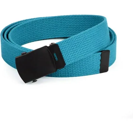 Hold’em Military Canvas Webbing Belts for Men Black Slider Buckle Heavy Duty Adjustable Royal Blue