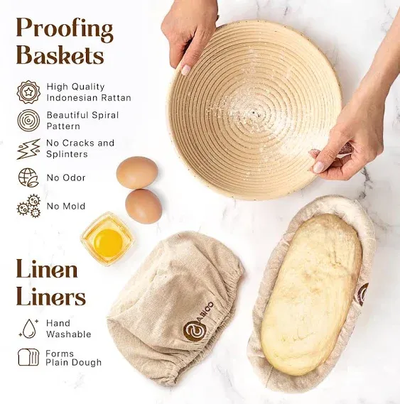 Sourdough Bread Making Kit with Proofing Baskets Tools and Liners